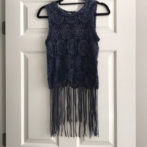 Fringed sleeveless top